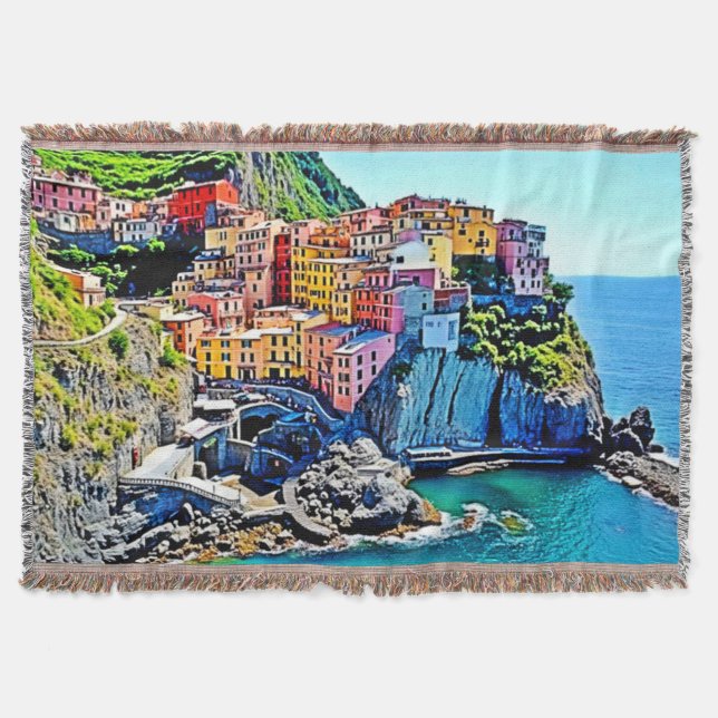 Cobertor Cliffside Dreams: Cores de Manarola (Frente)