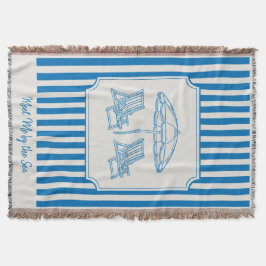 Cobertor Coastal Beach Vibes Blue Stripes