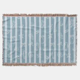 Cobertor Coastal Nautical Pattern | Blue Sea Shell & Seahor
