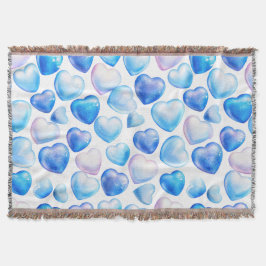 Cobertor "Cobertaor de Lançar Coração com Aquarela Azul"