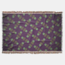 Cobertor Cobertura à franjas com flor sobre púrpero