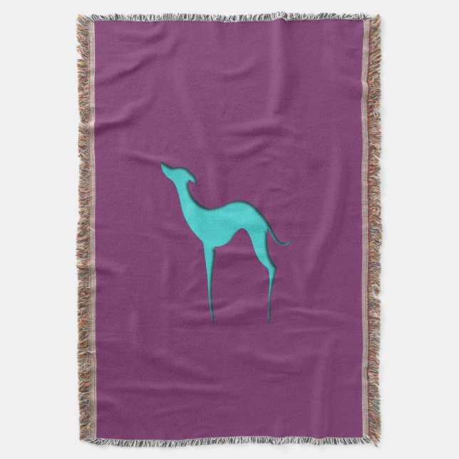 Cobertor Cobertura da silhueta de turquesa do galgo/Whippet (Frente Vertical)