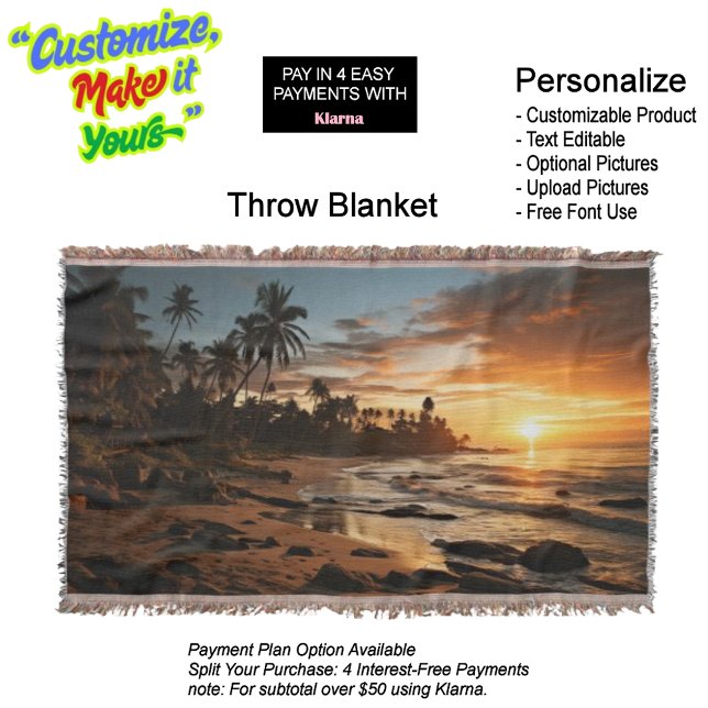 Cobertor Cobertura de Ponta do Sol 1 (Sunset Beach Throw Blanket 1.)