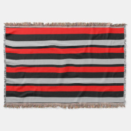 Cobertor Cobertura listrada preta e de prata vermelha do