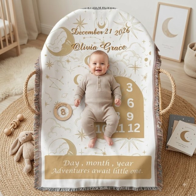 Cobertor Cobertura Personalizada de Marco de Bebê Celestial (Criador carregado)