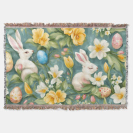 Cobertor Coelhinhos, Flores da Primavera e Ovos de Páscoa. 