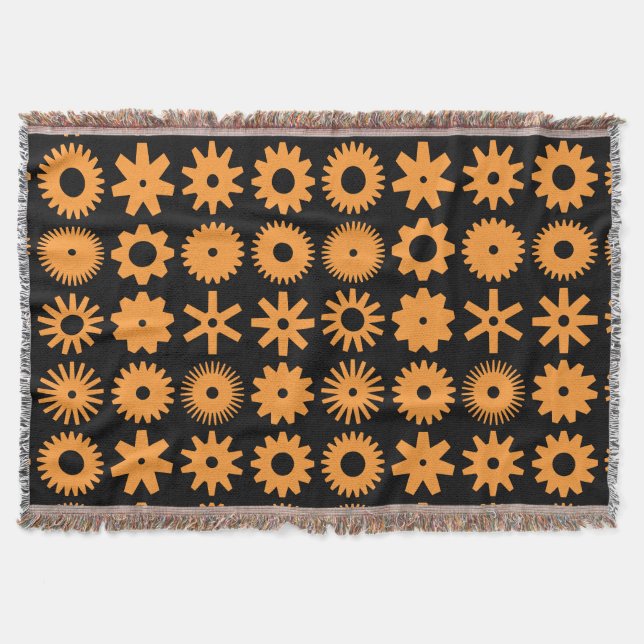 Cobertor Cogs - Laranja claro em preto (Frente)