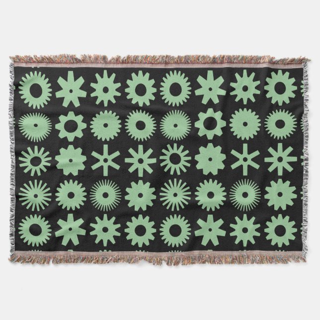 Cobertor Cogs - Verde esmaecido em preto (Frente)