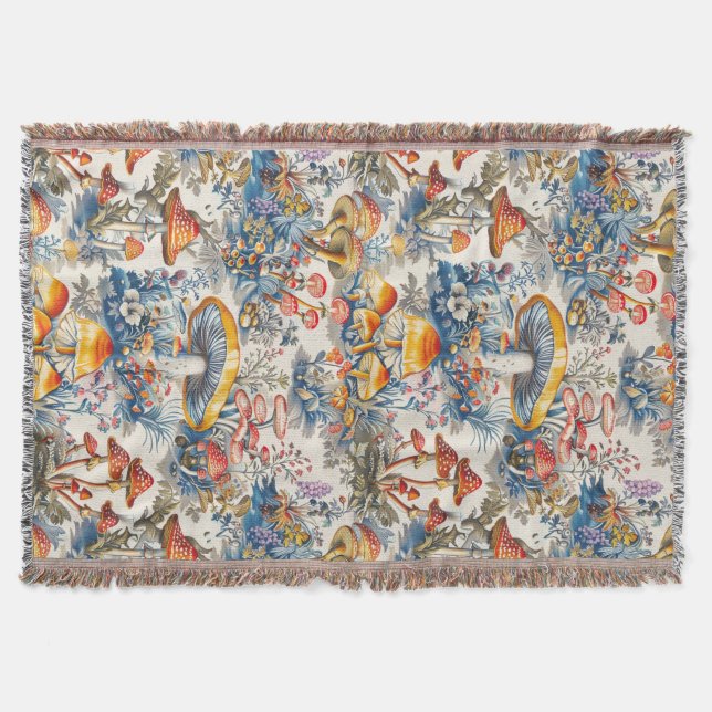 Cobertor Cogumelos Místicos em Toile De Jouy (Frente)