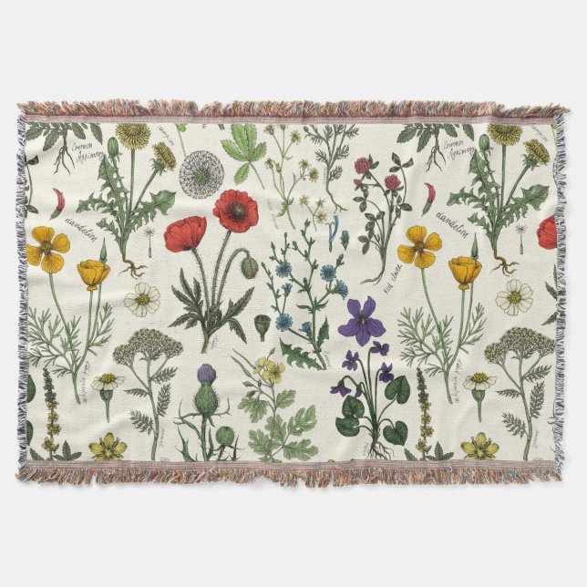 Cobertor Colagem de flores silvestres (Frente)