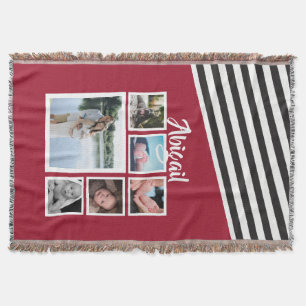 Cobertor Colagem de Fotos Personalizada Única com Striped V