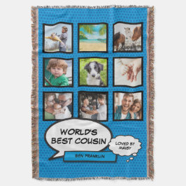 Cobertor Colagem Fotográfica do Primo 9 Azul Diversão do Li