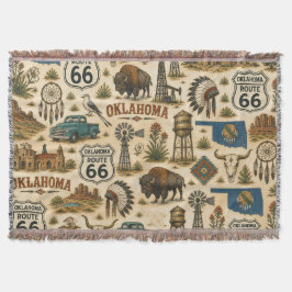 Cobertor Colagem Vintage da Rota 66 de Oklahoma Ocidental