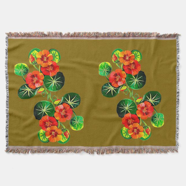 Cobertor coleção Flores do Brasil capuchinha,  (Frente)