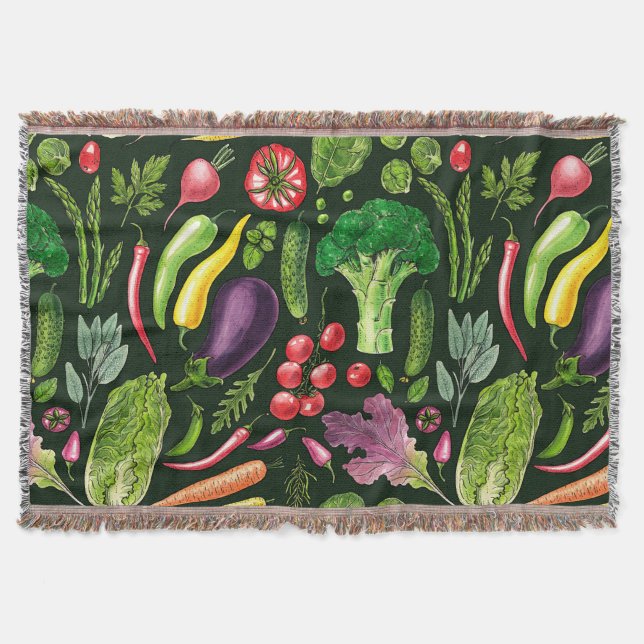 Cobertor Colheita de hortas e herbáceas em preto (Frente)