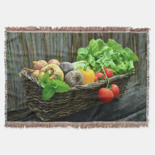 Cobertor Colheita vegetal de Ação de Graças em uma Cesta