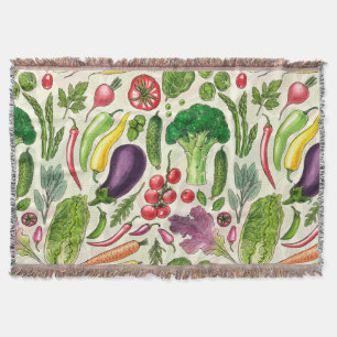 Cobertor Colheita vegetal e herbácea no jardim a branco