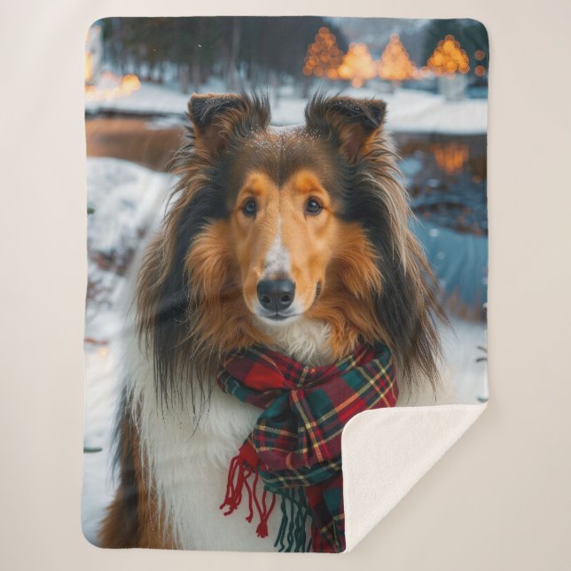 Cobertor Collie Holiday Sherpa (Frente)