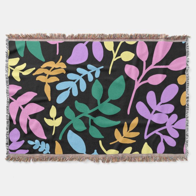 Cobertor Colorful foliage in black background (Frente)