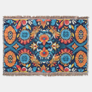 Cobertor Colorido Boho Floral Elegância: Vibrante Mandala