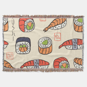 Cobertor Comida sushi, design de padrão uniforme.
