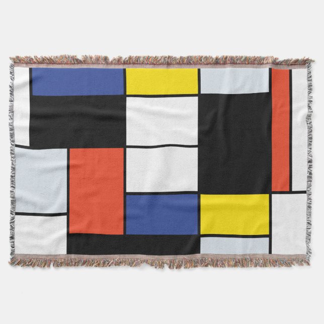 Cobertor Composição A de Piet Mondrian - Arte Moderna Abstr (Frente)