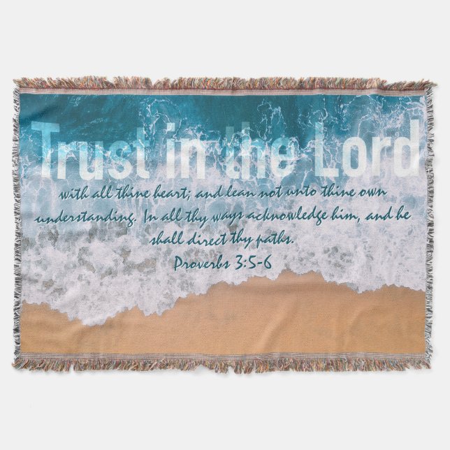 Cobertor Confiança no Lorde Proverbs 3 Ondas Oceânicas (Frente)