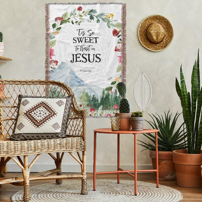Cobertor Confie em Jesus | Monograma de Flor Silvestre da M (Criador carregado)