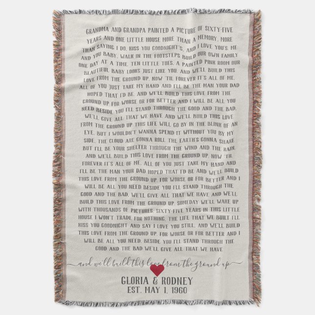 Cobertor Construa este amor desde o início do aniversário (Frente Vertical)