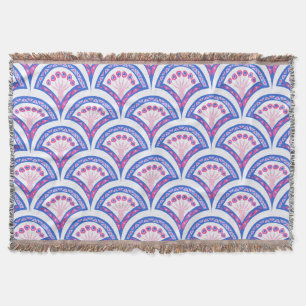 Cobertor cor damasco floral azul