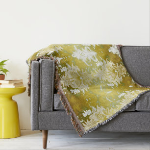 Cobertor Cor damasco Verde Dourada