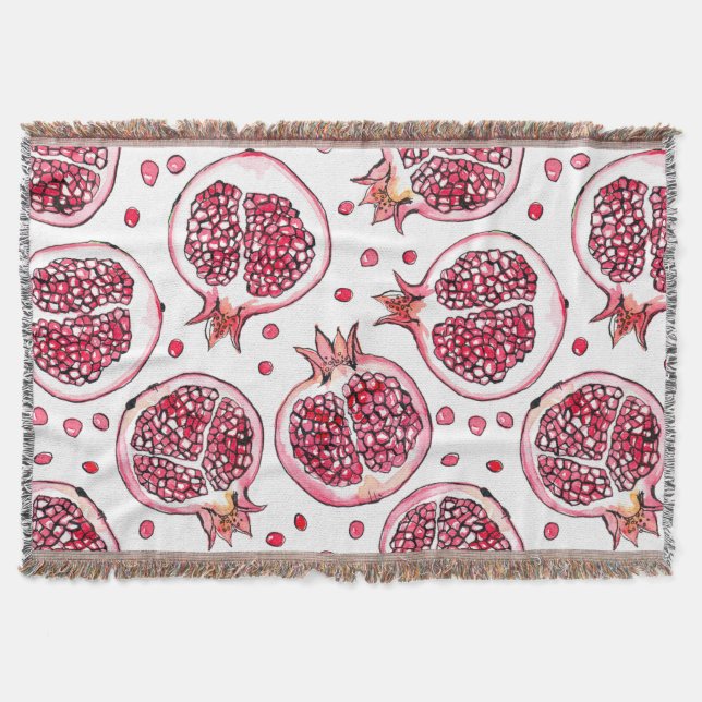 Cobertor Cor de água de romã e padrão de tinta (Frente)