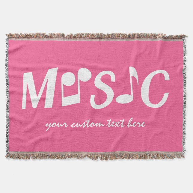 Cobertor COR personalizada MÚSICA e borda de texto (Frente)