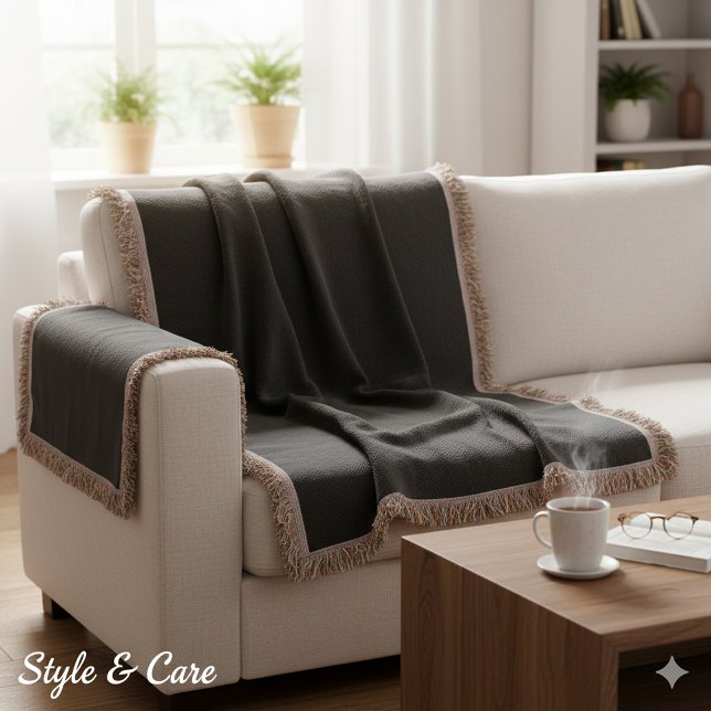 Cobertor Cor Sólido Personalizada Preta (Personalized Solid Black Color Throw Blanket)