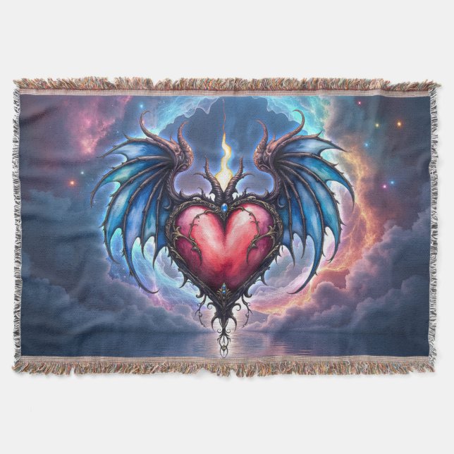 Cobertor Coração Flamebound da Lua – Amor Cósmico Gótico (Frente)