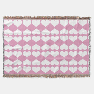 Cobertor Corações Cor-de-rosa e Branco Geométrico