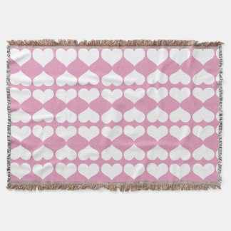 Cobertor Corações Cor-de-rosa e Branco Geométrico