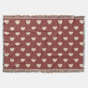 Cobertor Corações de Brilho Creme Vermelho Dourado 