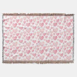 Cobertor Corações de São Valentim em Aquarela Rosa