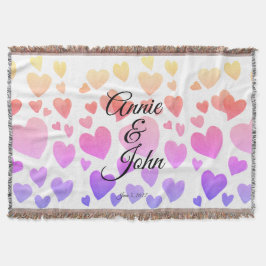Cobertor Corações Flutuantes em Aquarela (Personalizável)