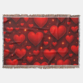 Cobertor Corações Vermelhos com Padrão de Estrelas