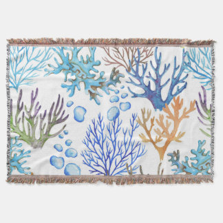 Cobertor Corais desenhados à mão: padrão submarino.
