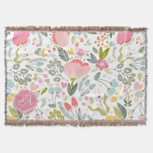 Coral Pink Watercolor Padrão Floral Nome do Monogr