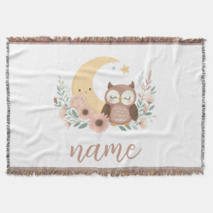 Cobertor Coruja-bebê bonita com lua