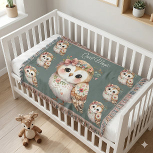 Cobertor Coruja Floral Fofa com Laço