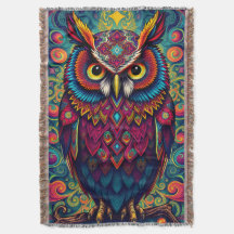 🌈 Coruja Psicodélica Confortável – Arte Boho de A