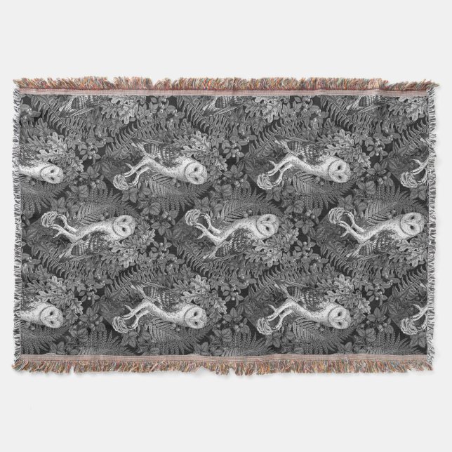 Cobertor Corujas, samambaias, carvalho e bagas 4 (Frente)