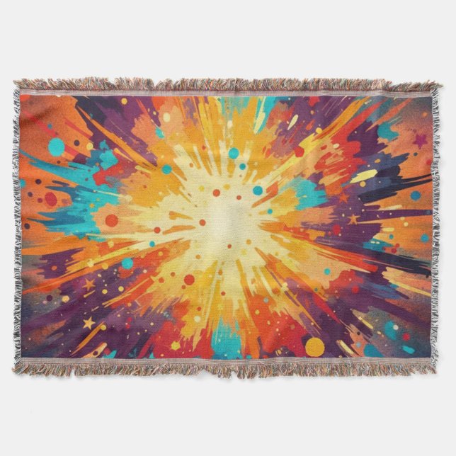 Cobertor Cosmic Burst Abstract Splatter Art (Frente)