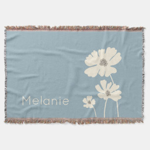Cobertor Cosmos Flowers Silhouettes Moderno Muro Floral