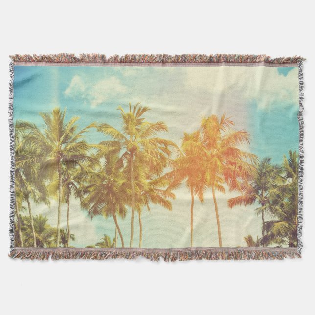 Cobertor Costa Tropical Palm: Filme Vintage. (Frente)